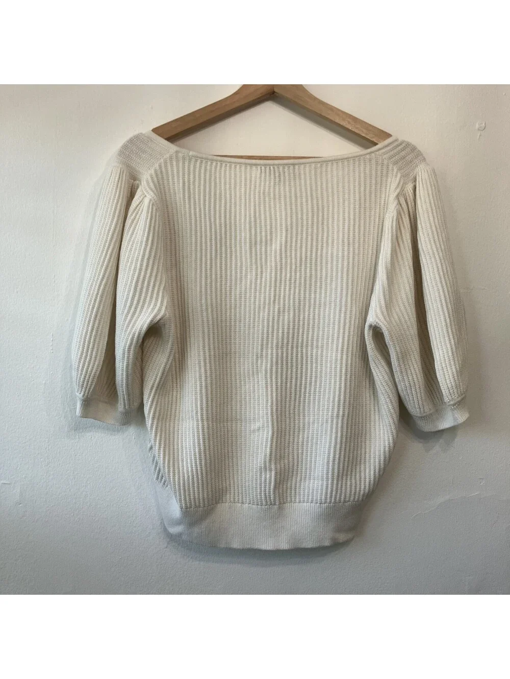 J.Crew Coquette Puff Sleeve Scoop Neck Sweater Feminine Cottage Luxe Preppy XL